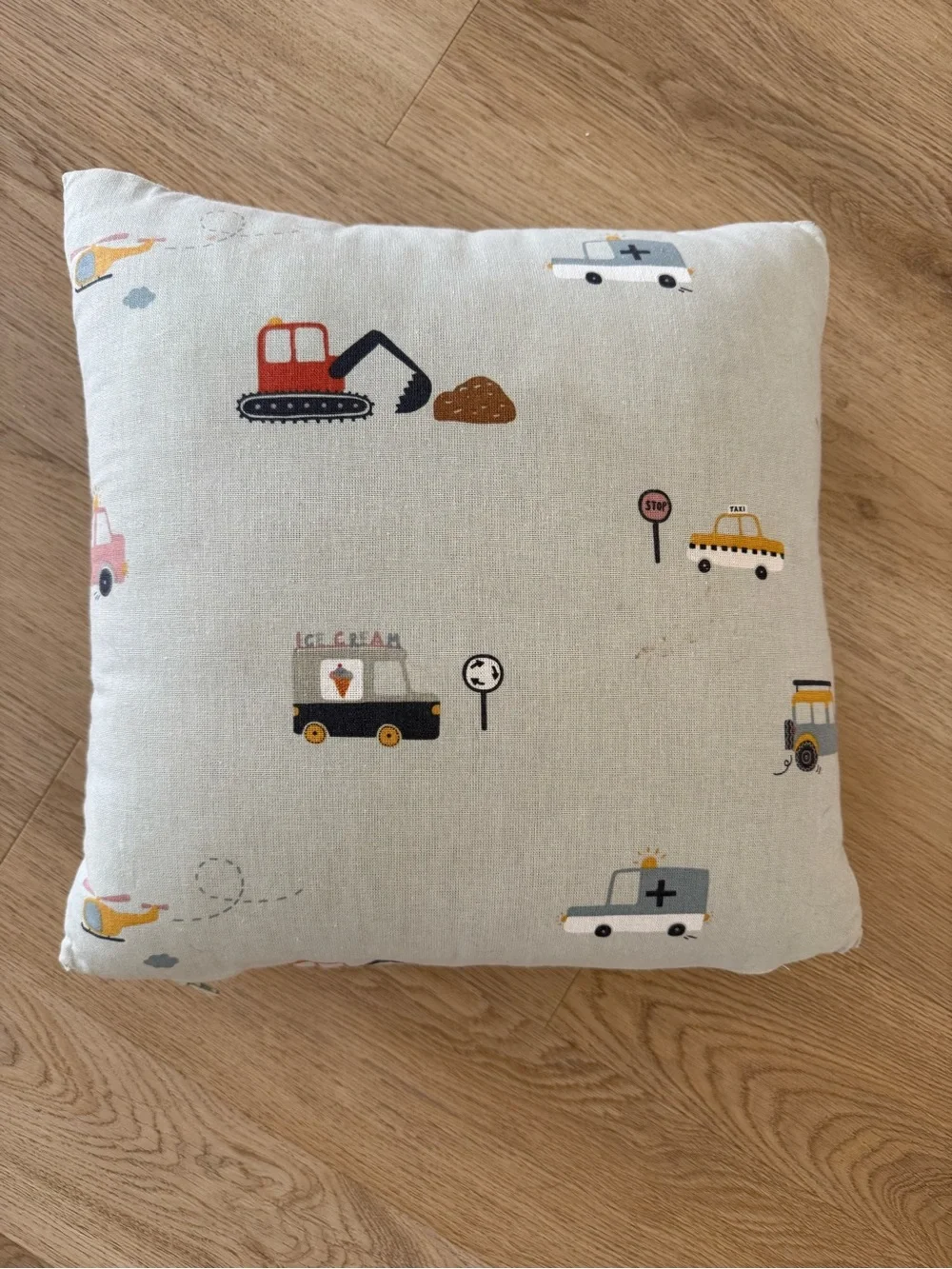 H&M Cream Kids' Pillow with Colorful Vehicle Motifs
